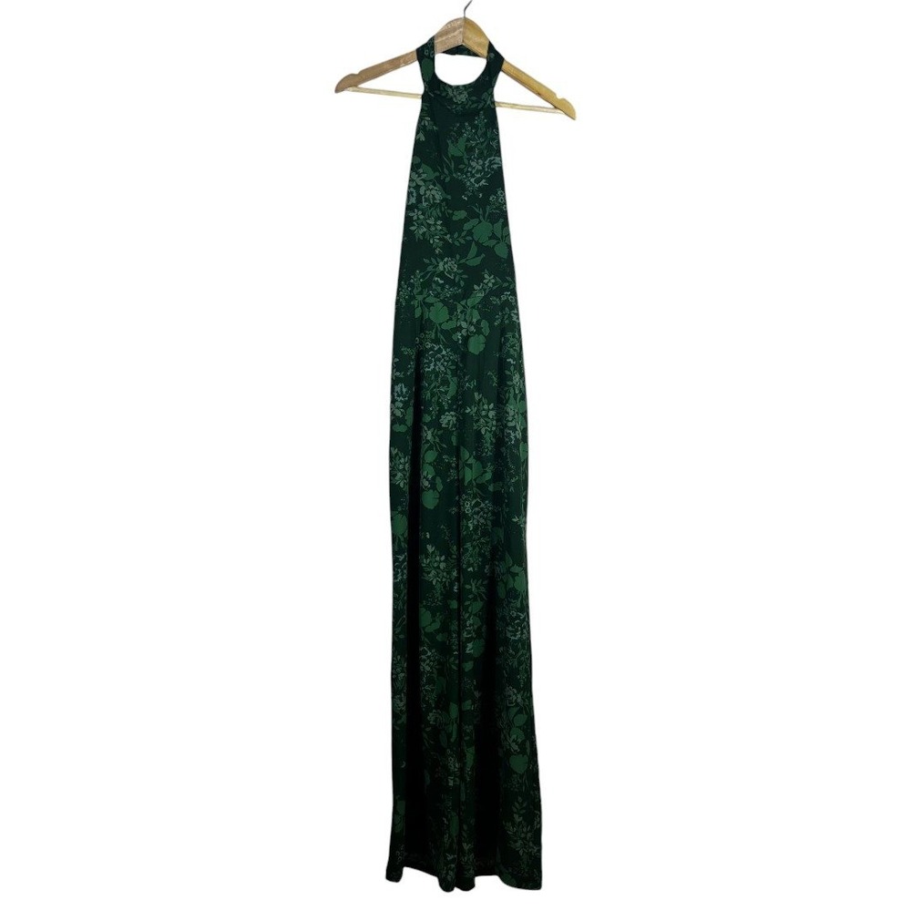 Baltic Born Freya Halter Jumpsuit Green Floral Wide Leg Open Back Earthy Size S - Picture 2 of 8